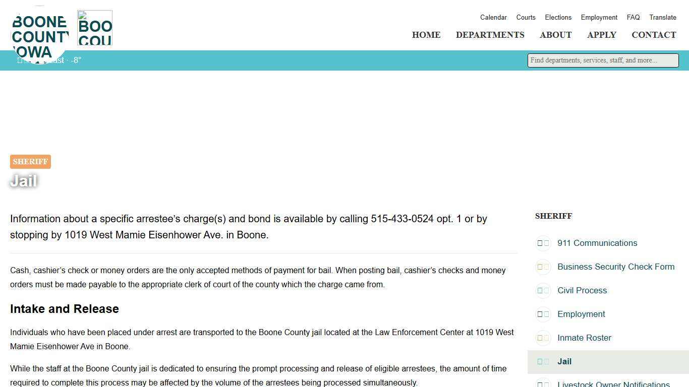 Jail - Sheriff's Office - Boone County Government - Iowa